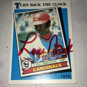 1989 LOU BROCK AUTO SIGNED CARD IP TTM
